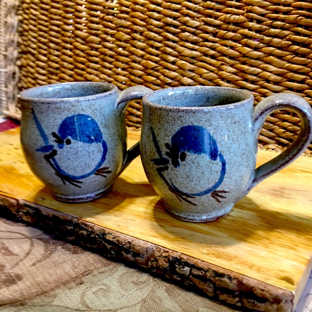 Old Time Pottery Winthrop Bluebird Cups/Mugs 1989